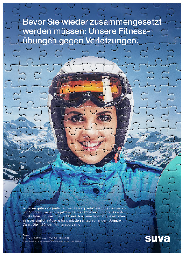 Plakat: Fitnessübungen für unfallfreien Wintersport