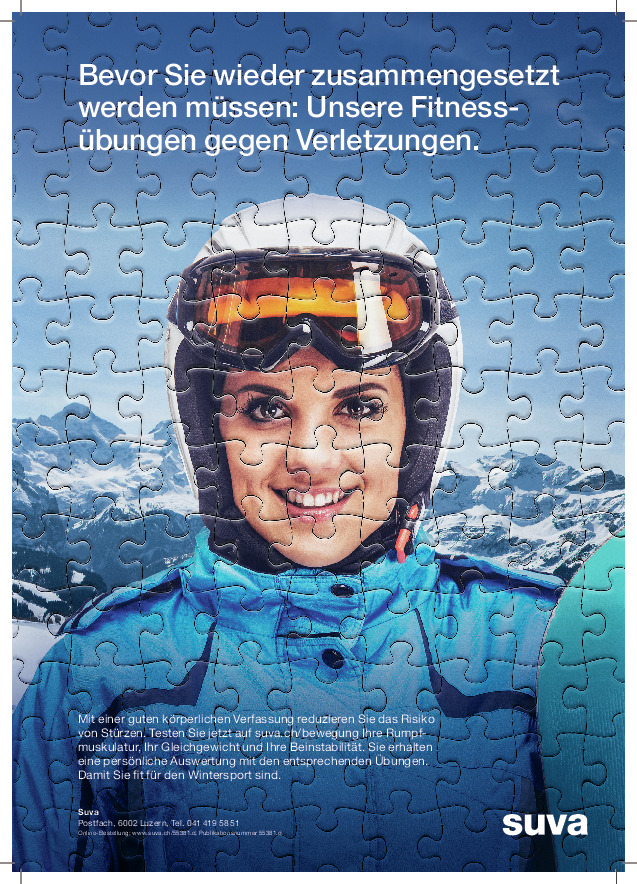 Plakat: Fitnessübungen für unfallfreien Wintersport