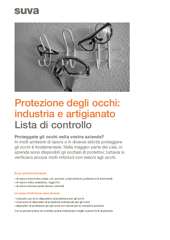 Protezione degli occhi: industria e artigianato