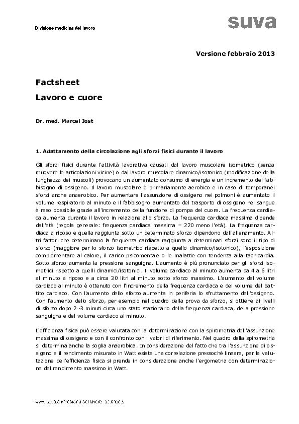 Focus Posto di lavoro: pressione arteriosa, frequenza cardiaca, sovraccarico