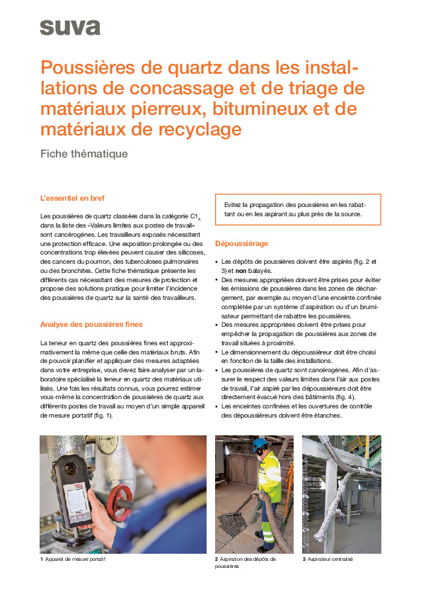 Protection contre la poussière de quartz dans les gravières