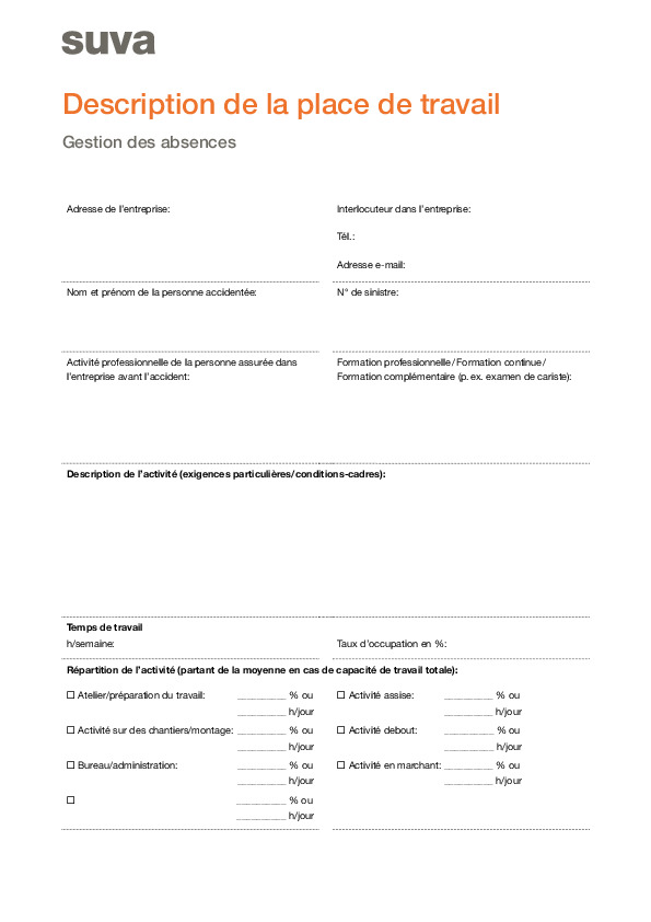 Profil de poste: description du poste activités