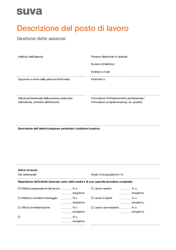 Profilo dell’attività: descrizione del posto di lavoro