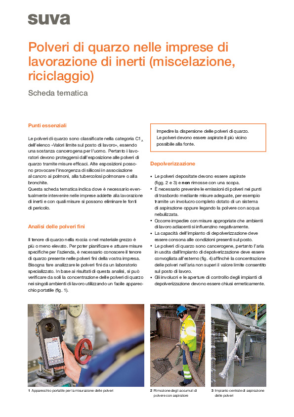 Protezione: polveri di quarzo nella lavorazione inerti