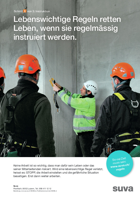 Plakat Lebenswichtige Regeln: Regelmässig instruieren
