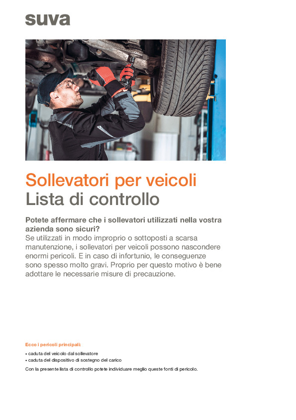 Lista di controllo: sicurezza sollevatori per veicoli