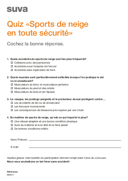 Mini-quiz: «Sports de neige en toute sécurité»