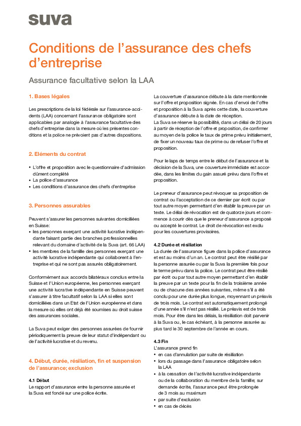 Conditions de l’assurance des chefs d’entreprise