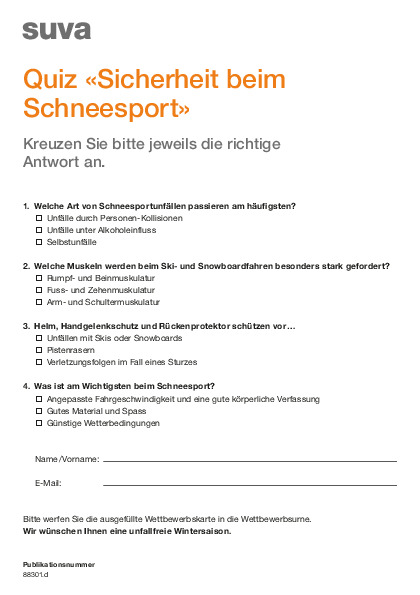 Mini-Quiz: Sicherheit beim Schneesport