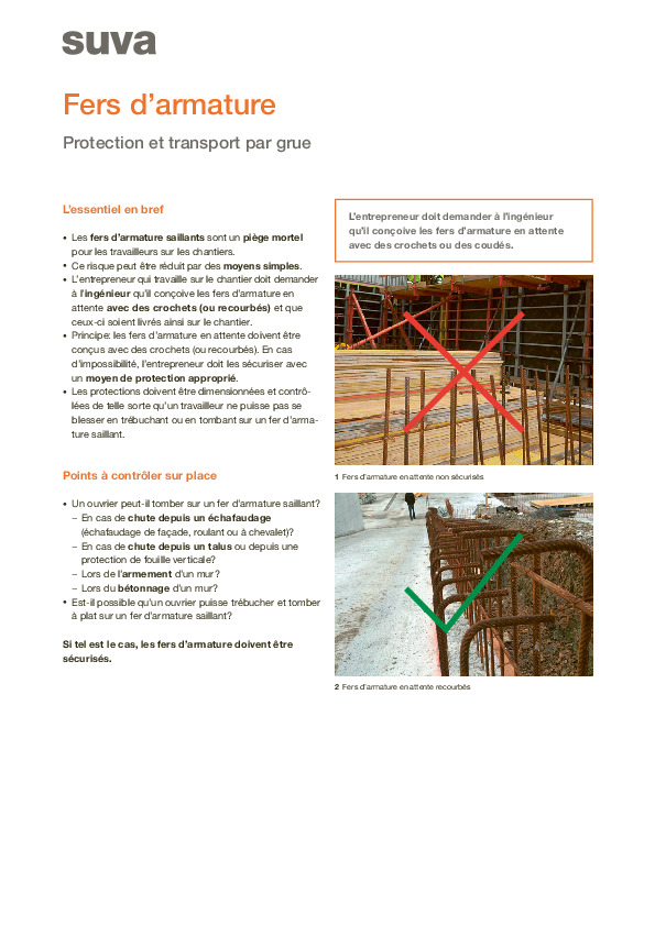 Sécurité autour des fers d’armature