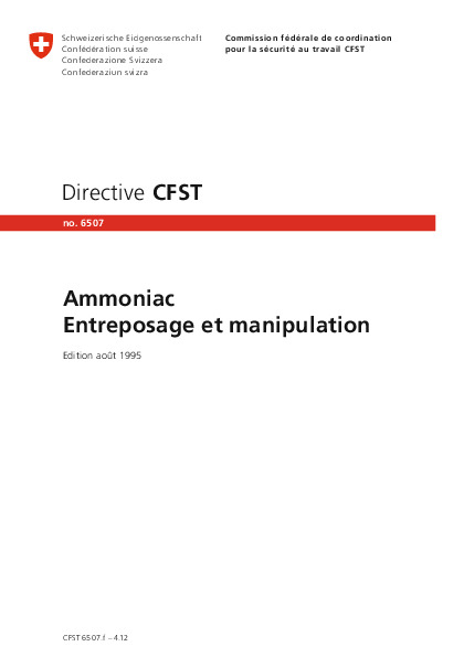 Ammoniac - Entreposage et manipulation (CFST)