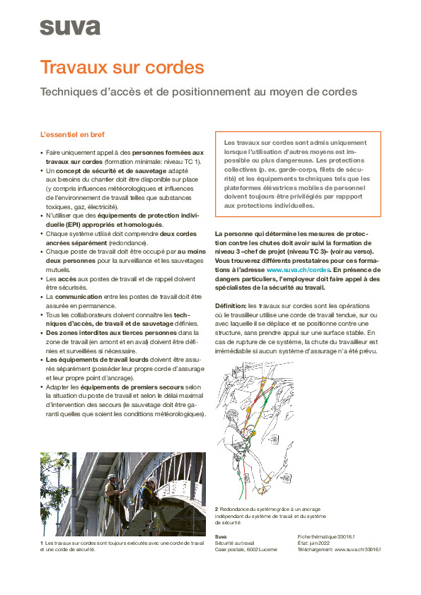 Accès au moyen de cordes et formation de cordistes