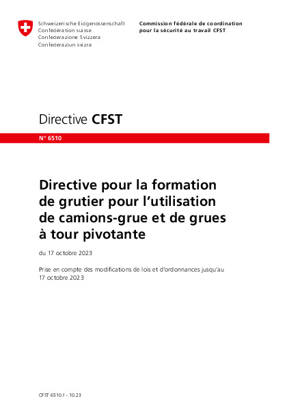 Directive relative à la formation de grutier