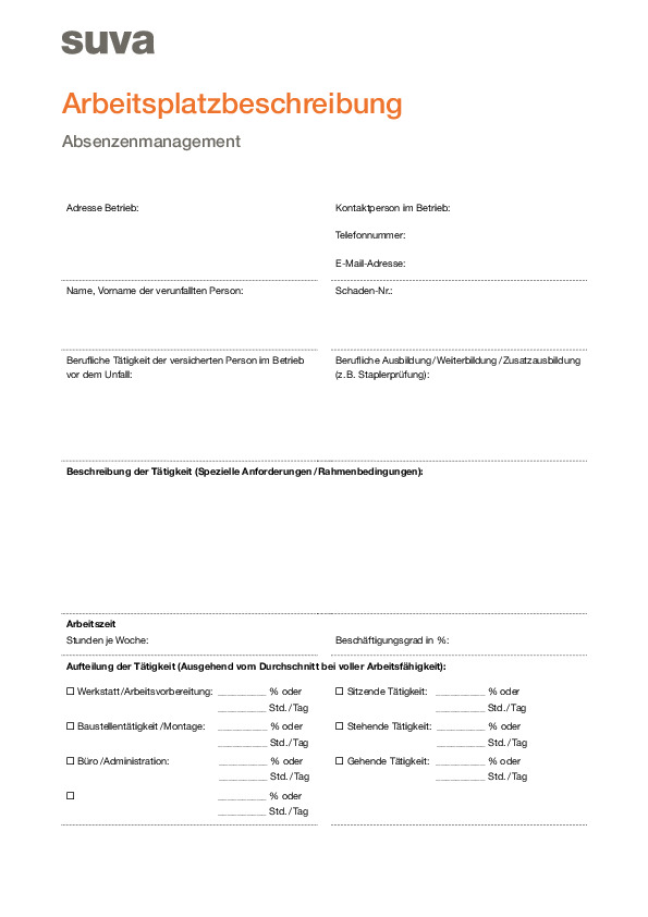Jobprofil: Arbeitsplatzbeschreibung Tätigkeiten