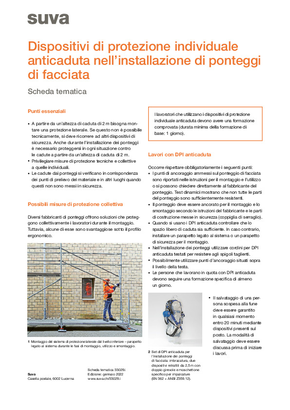 Uso sicuro di DPI anticaduta sui ponteggi per facciate