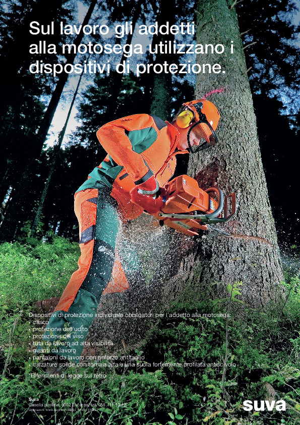 Utilizzo di motoseghe solo con DPI obbligatori