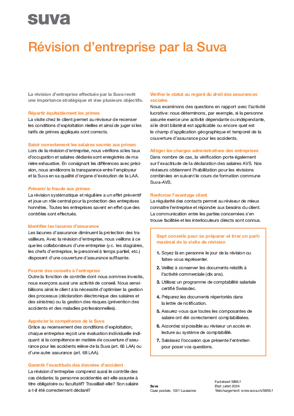 La révision de la Suva est aussi dans votre intérêt