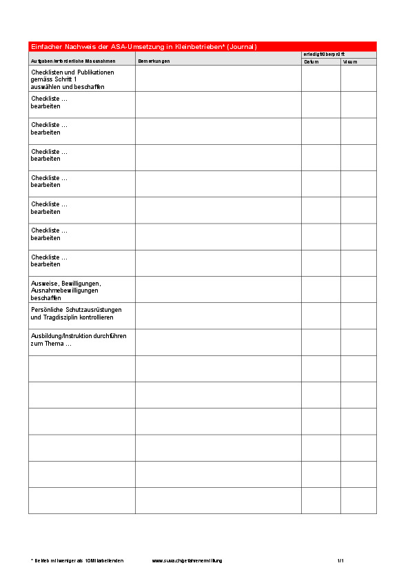Word-Vorlage: Nachweis der ASA-Umsetzung für KMU