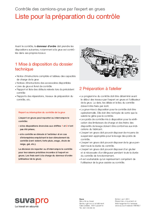 Liste de contrôle pour le contrôle de grue: bien se préparer