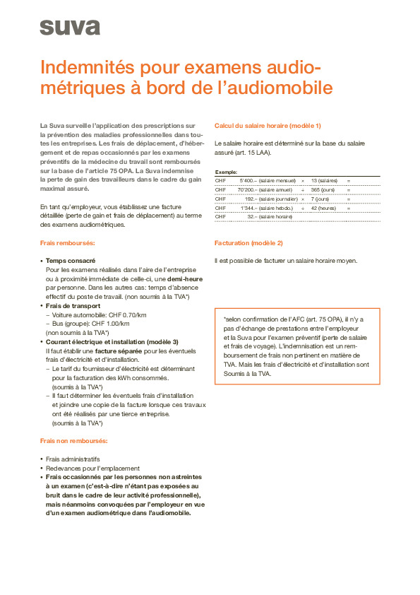 Indemnités pour examens audiométriques à bord de l’audiomobile