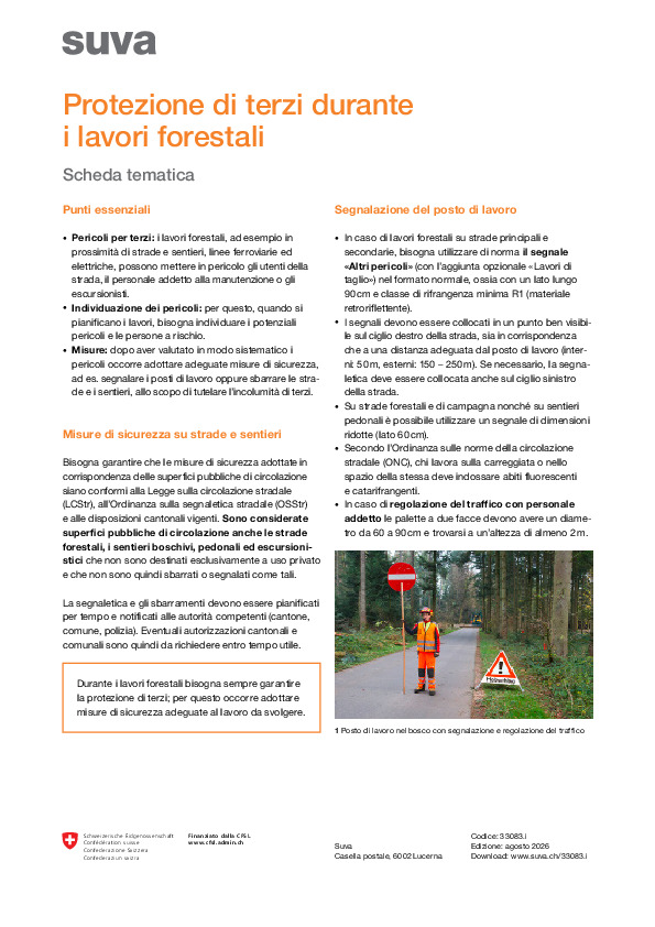 Protezione di terzi durante i lavori forestali