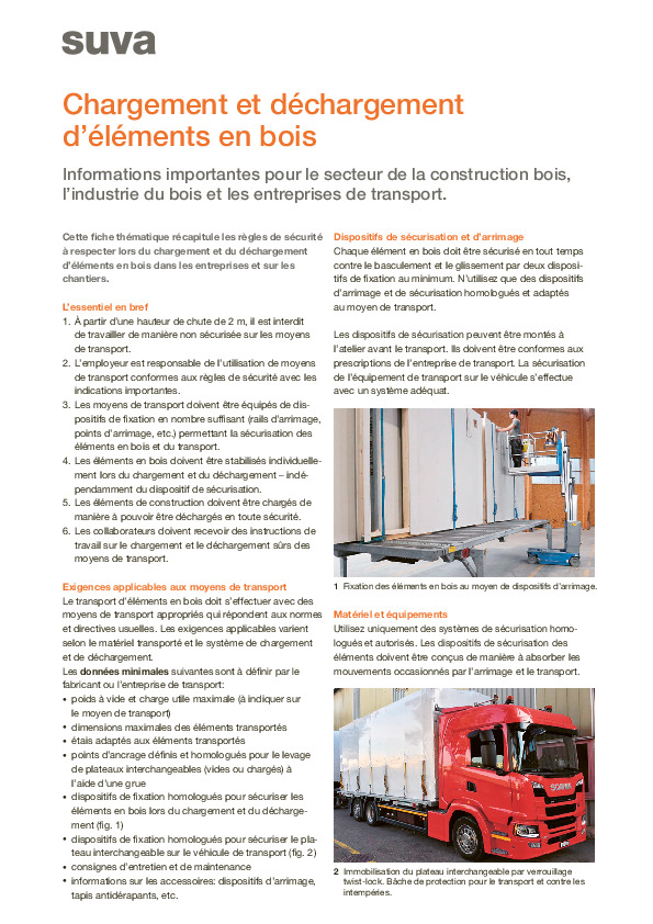 Chargement et déchargement d’éléments en bois  Fiche thématique