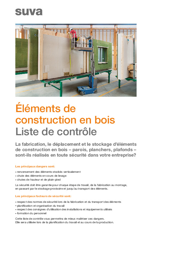 Liste de contrôle pour plus de sécurité dans la construction avec des éléments en bois
