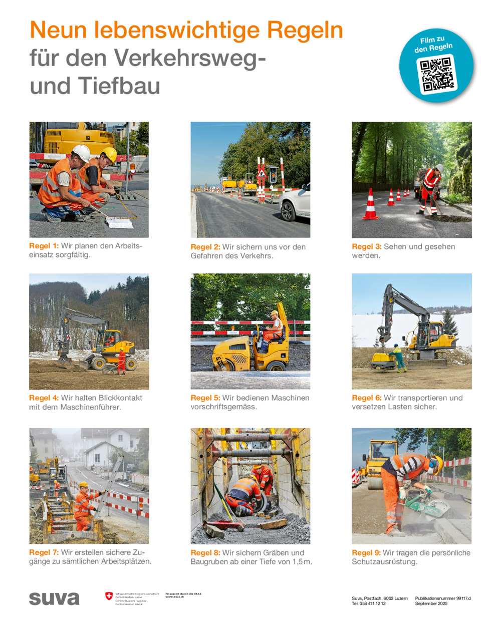 Magnetplakat: Lebenswichtige Regeln für den Tiefbau