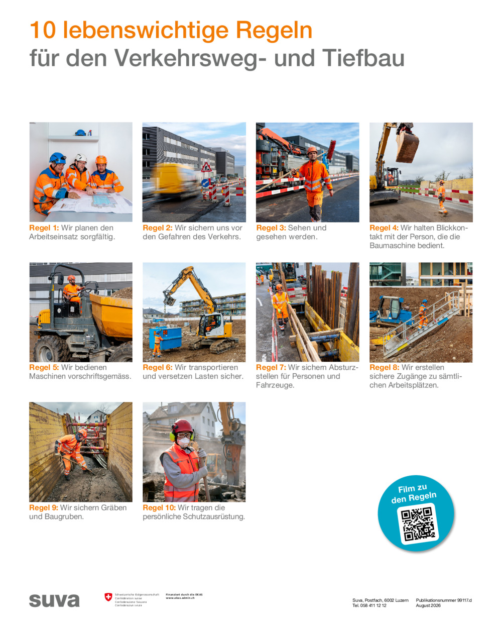Lebenswichtige Regeln Verkehrsweg- und Tiefbau (Magnetplakat)