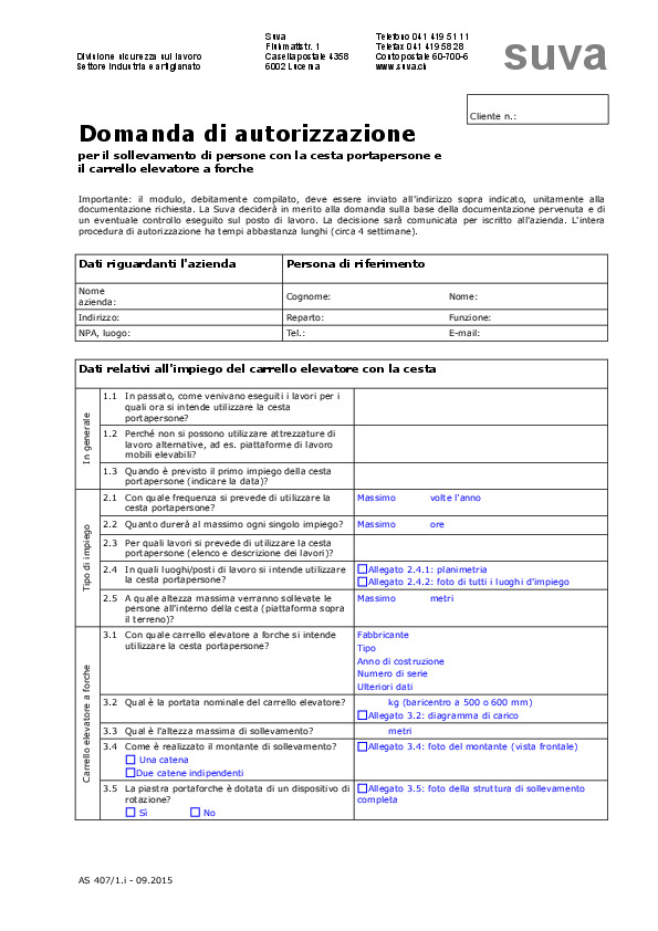 Ceste per il sollevamento di persone: domanda di autorizzazione