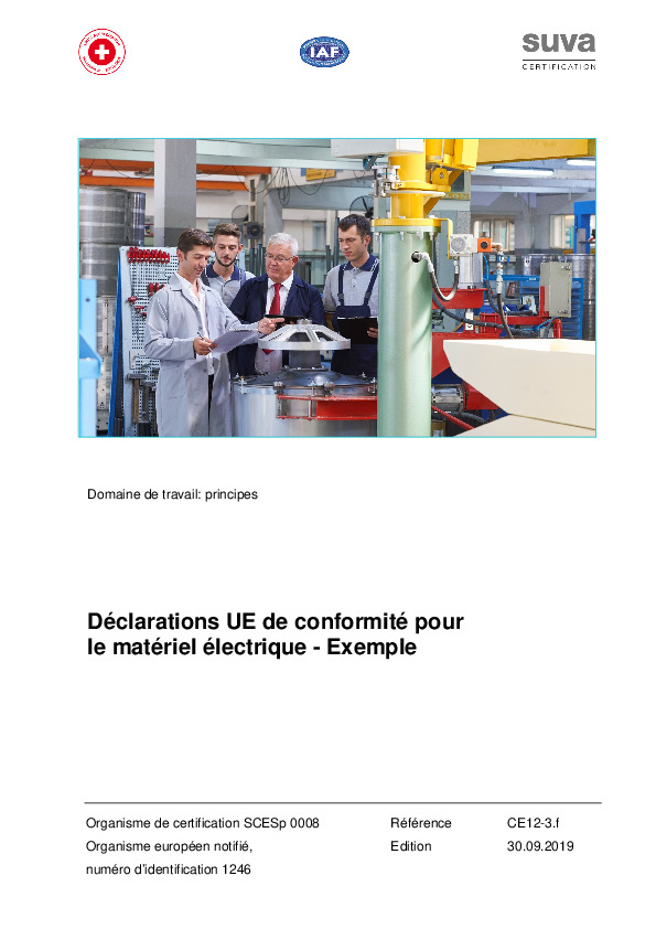 Directive basse tension 2014/35/EU: modèle