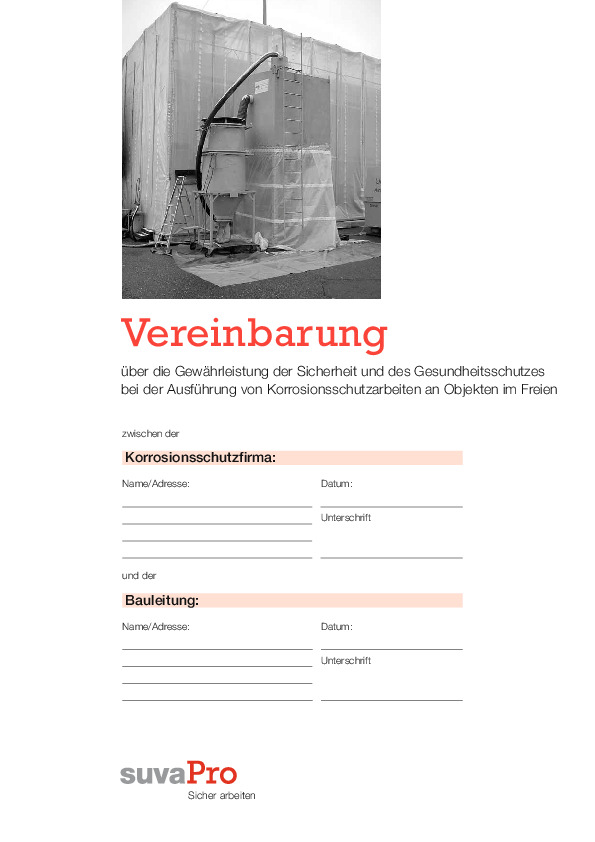 Vereinbarung «Sicherheit bei Korrosionsschutzarbeiten» 