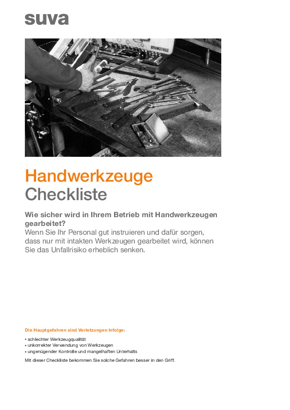 Checkliste: Anwendung und Wartung von Handwerkzeugen