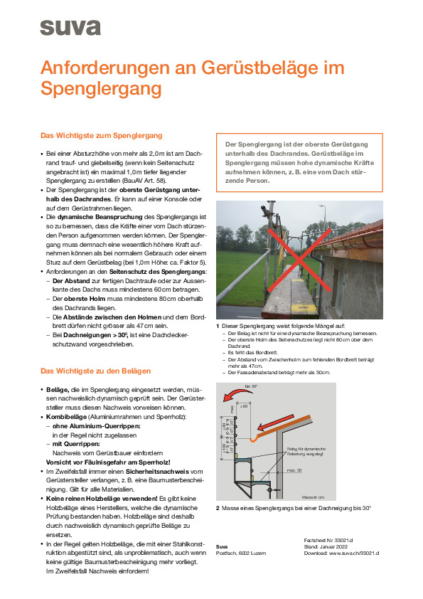 Hohe Anforderungen an den Gerüstbelag im Spenglergang