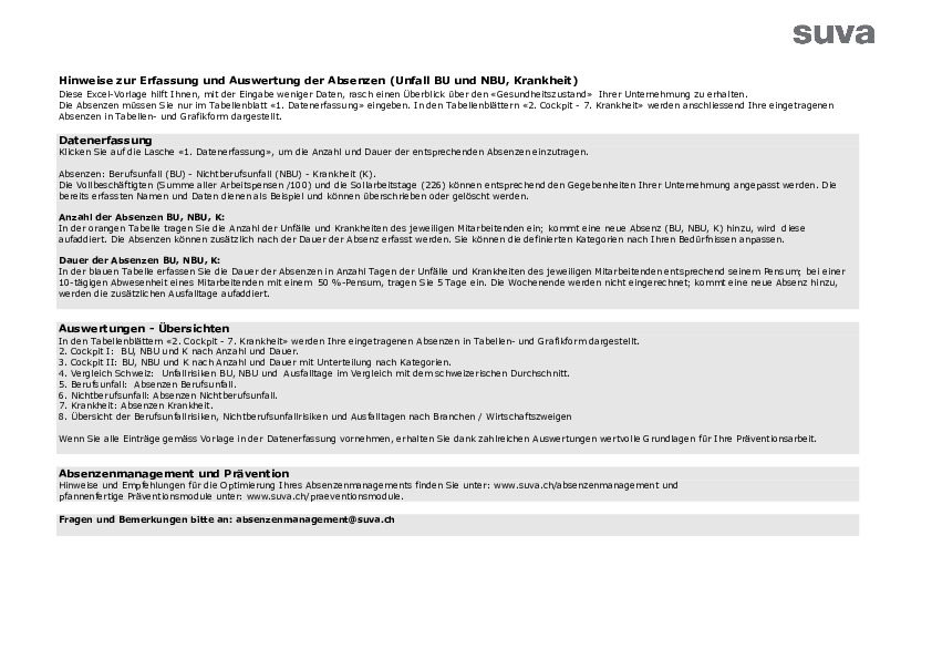 Erfassung und Auswertung von Absenzen