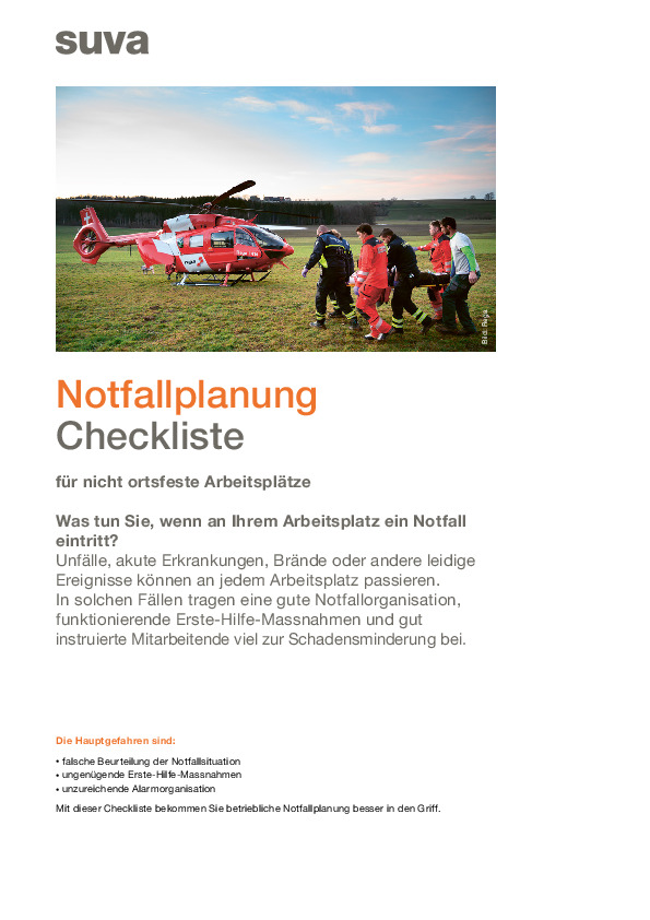 Checkliste: Notfallplanung ausserhalb des Betriebs