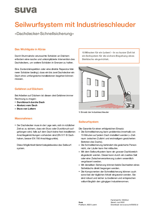 Arbeiten auf dem Dach: Factsheet zur Schnellsicherung