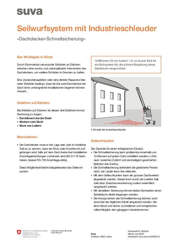 Arbeiten auf dem Dach: Factsheet zur Schnellsicherung