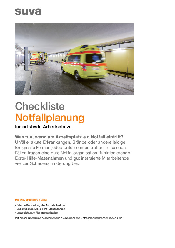 Checkliste Notfallplanung im Betrieb: Was tun?