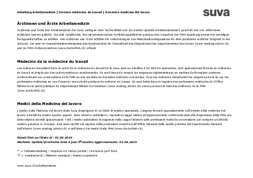 Liste des médecins du travail