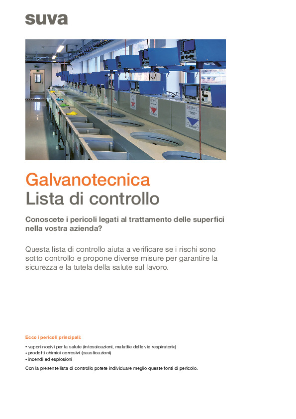 Sicurezza sul lavoro galvanizzazione: lista di controllo