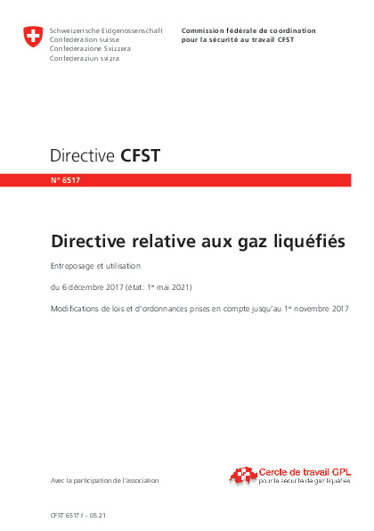Directive CFST relative aux gaz liquéfiés