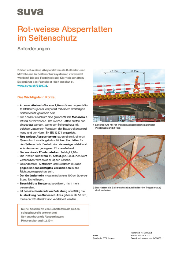 Sind rot-weisse Absperrlatten im Seitensschutz erlaubt?