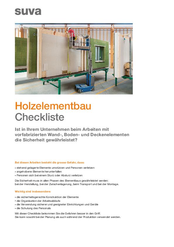 Checkliste für mehr Arbeitssicherheit im Holzelementbau