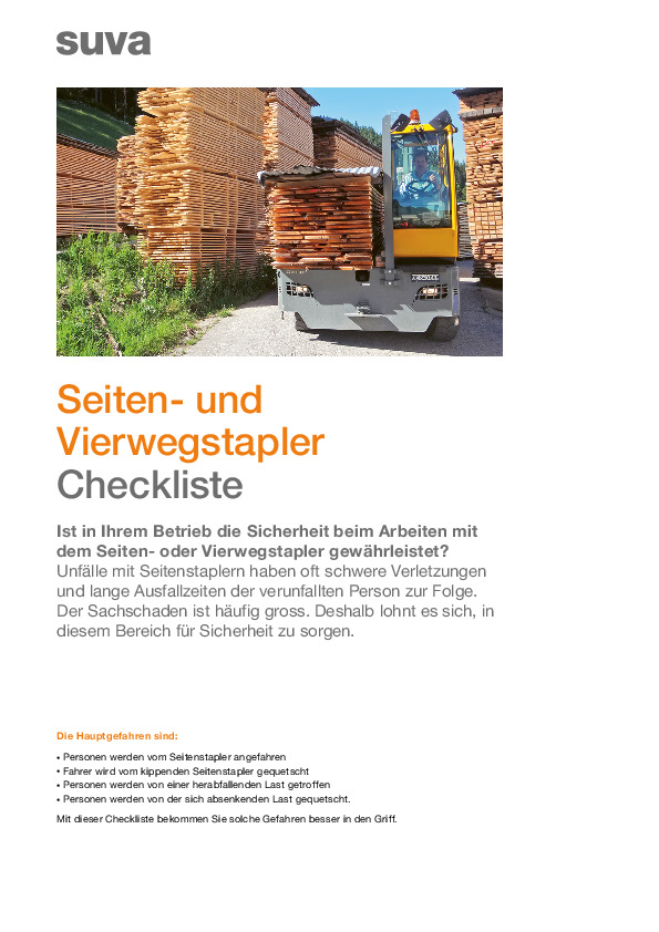 Checkliste Seiten- und Vierwegstapler: Weniger Unfälle 