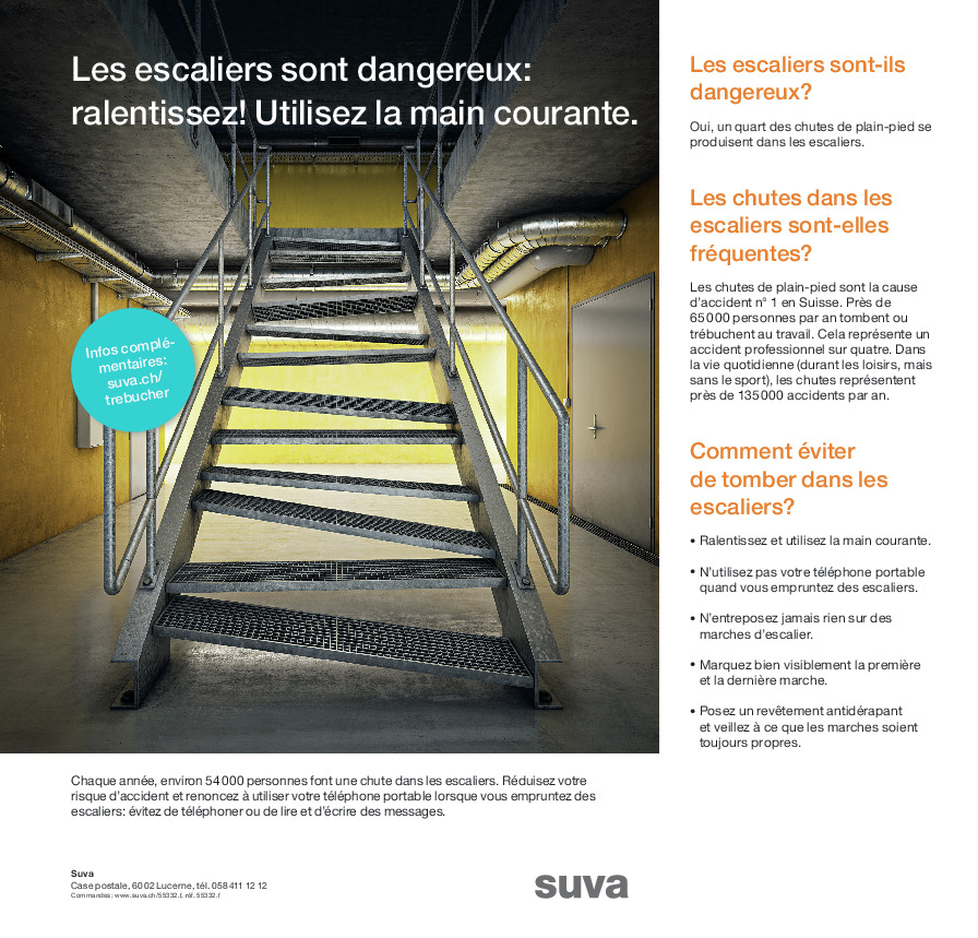 Affiche Attention: escaliers! Éviter les accidents