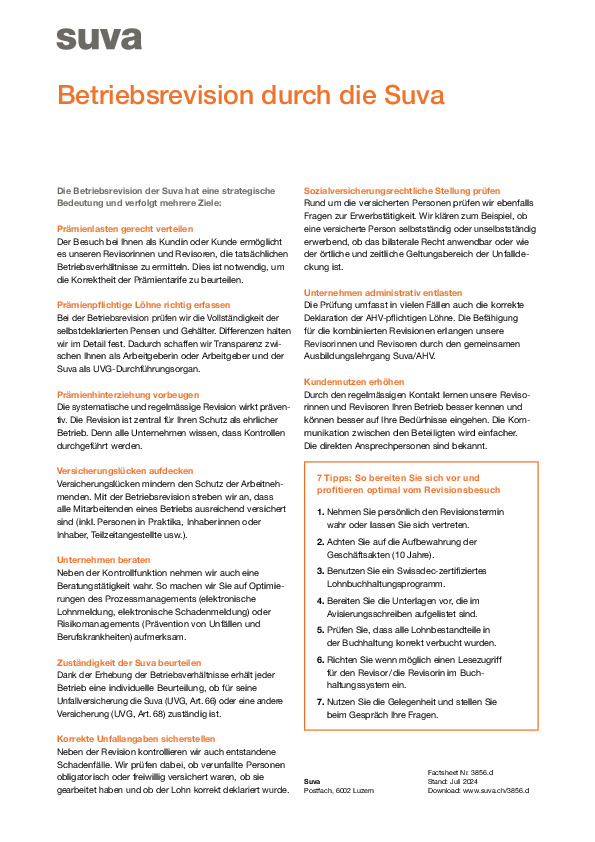 Die Revision der Suva ist auch in Ihrem Sinn