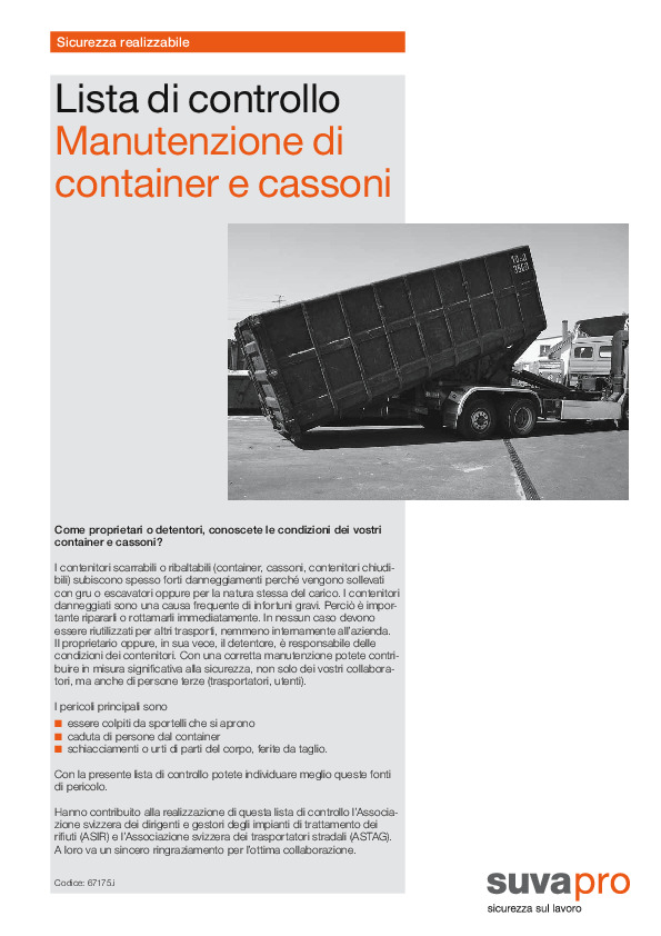 Lista di controllo «Manutenzione di container»
