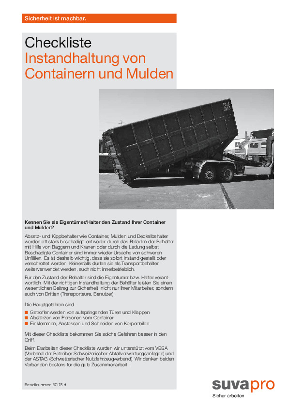 Checkliste «Container-Instandhaltung»