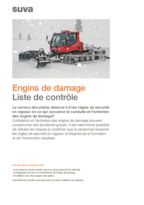 Liste de contrôle Engin de damage: en sécurité tout au long de l’hiver